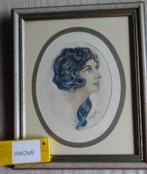 VROUWEN KOPJE IN LIJST * GEMENGDE TECHNIEK *, Antiek en Kunst, Kunst | Schilderijen | Klassiek, Verzenden