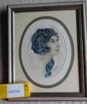 VROUWEN KOPJE IN LIJST * GEMENGDE TECHNIEK * beschikbaar voor biedingen