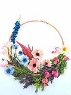 Krans Roze/blauw. Zijden bloemen. Ring 40cm, Huis en Inrichting, Woonaccessoires | Kransen, Nieuw, Ophalen of Verzenden