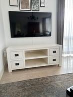 Wit  houten TV meubel met lades en schappen, Ophalen, Gebruikt, Overige materialen, 100 tot 150 cm