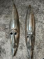Houten Afrikaanse Maskers voor aan de Muur 2x, Antiek en Kunst, Ophalen of Verzenden