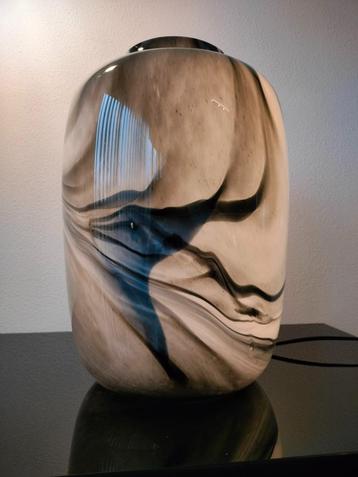 Italië Glas Lamp Tafellamp Grijs Opalino Vetro 1990 beschikbaar voor biedingen