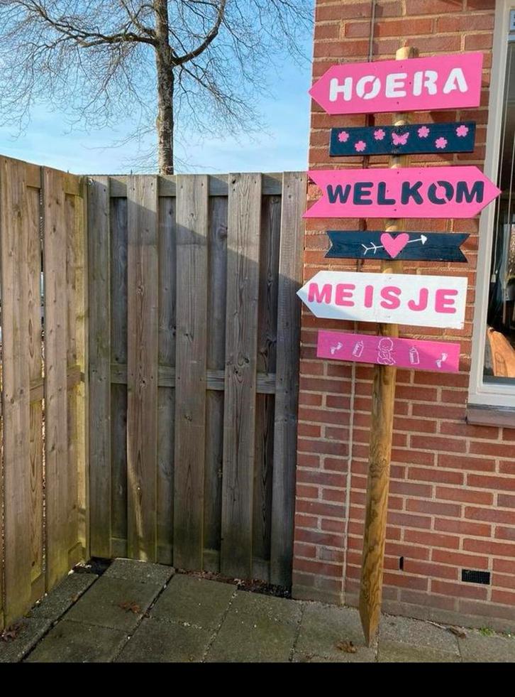 Geboortebord meisje, Hobby en Vrije tijd, Feestartikelen | Verhuur, Zo goed als nieuw, Geboorte of Huwelijk, Ophalen