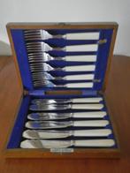 Visbestek 12 delig in houten cassette. Begin 1900., Ophalen of Verzenden, Zo goed als nieuw, Overige materialen, Bestekset
