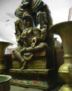 Hindoeistisch beeld SHIVA India ID2 Kunst hout Tempel paneel, Antiek en Kunst, Ophalen of Verzenden