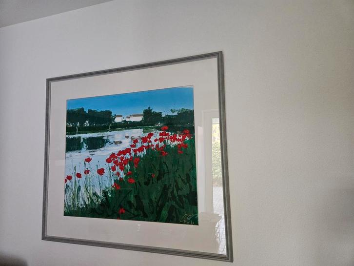 Klaprozenlandschap Zeefdruk, Antiek en Kunst, Kunst | Schilderijen | Klassiek, Ophalen