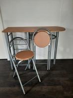 Sitetable/barretje plus 2 krukken hout/metaal, Huis en Inrichting, Tafels | Sidetables, Ophalen, Zo goed als nieuw, Rechthoekig