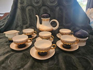 Vintage Mokka Set Fine Bone China Kobaltblauw/Goud beschikbaar voor biedingen