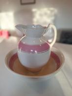 Antieke waskom en waterkan met roze, Antiek en Kunst, Antiek | Keramiek en Aardewerk, Ophalen of Verzenden