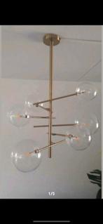 Gouden Hanglamp met Bollen, Ophalen, Zo goed als nieuw, Metaal, 50 tot 75 cm
