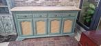 Landelijk dressoir met rotan, Eikenhout, Ophalen of Verzenden, 200 cm of meer, Met deur(en)