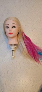 Kaphoofd met gekleurd haar (oefenhoofd kappershoofd), Ophalen of Verzenden, Gebruikt, Materiaal