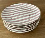 Rivièra Maison taart bordjes roze/wit 7 stuks, Bord(en), Overige stijlen, Gebruikt, Ophalen of Verzenden