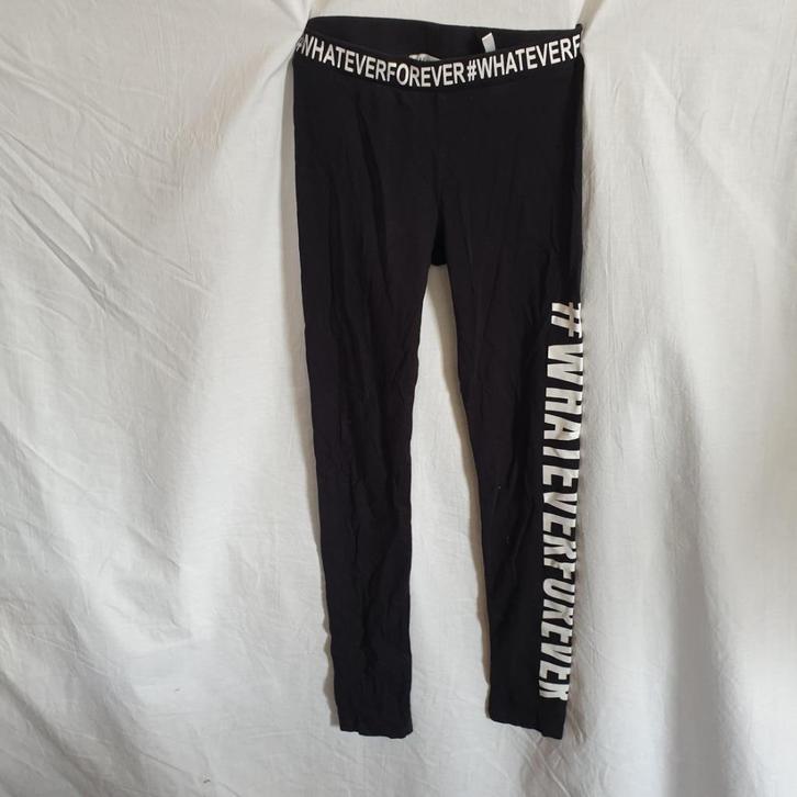 Stoere zwarte sportbroek. Mt 152. whateverforever Merk H&M, Kinderen en Baby's, Kinderkleding | Maat 152, Zo goed als nieuw, Meisje