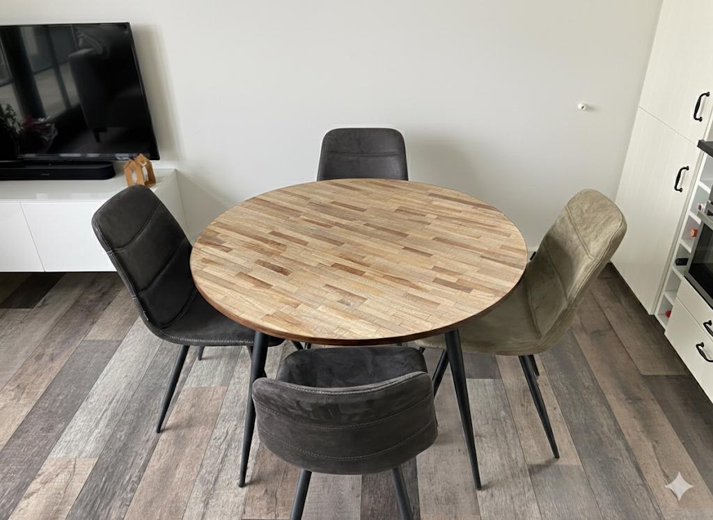 Ronde tafel met zwart metalen poten, Antiek en Kunst, Ophalen