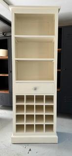 Teak houten kast met wijnvakken en lade, Huis en Inrichting, Kasten | Boekenkasten, Ophalen, Gebruikt, Teakhout, 50 tot 100 cm