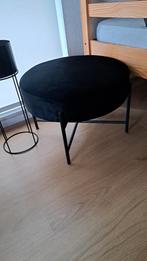 Zwart Velours Tafeltje / Poef, Ophalen, Minder dan 50 cm, Rond, Minder dan 50 cm