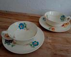 2 vintage kop en schotels petrus regout bloemmotief, Antiek en Kunst, Antiek | Servies los, Ophalen of Verzenden