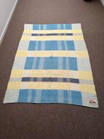 Vintage AaBe Wollen Deken - Ruit Blauw/Geel, Huis en Inrichting, Gebruikt, Blauw, 150 tot 200 cm, Ophalen of Verzenden