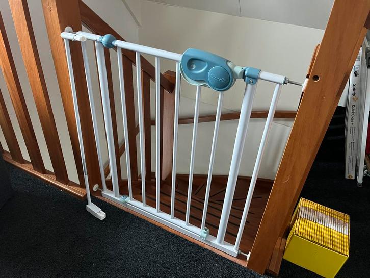 Safety 1st traphekje met verlengstuk zonder boren, Kinderen en Baby's, Traphekjes, Zo goed als nieuw, Klemhekje, Metaal of IJzer
