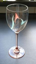 Vintage wijnglas met beschildering van Corry Ammerlaan, Ophalen of Verzenden, Zo goed als nieuw
