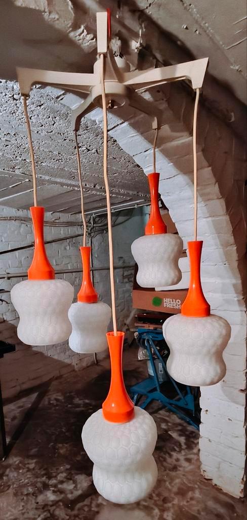 Cascade hanglamp Space Age jaren 60/70, Huis en Inrichting, Lampen | Hanglampen, Minder dan 50 cm, Glas, Kunststof, Ophalen