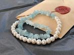 Ketting met Aquamarijn, Parel & 925 Zilver, Ophalen of Verzenden, Nieuw, Zilver