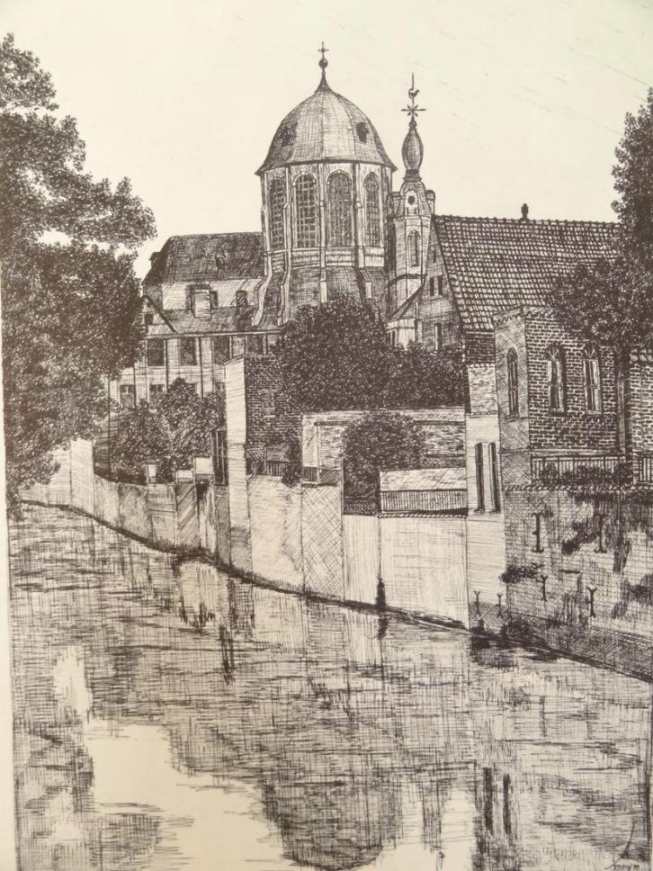 ets Hanswijkkerk Fonteinbrug Mechelen, Alex Depaepe, 1978, Antiek en Kunst, Kunst | Etsen en Gravures, Verzenden