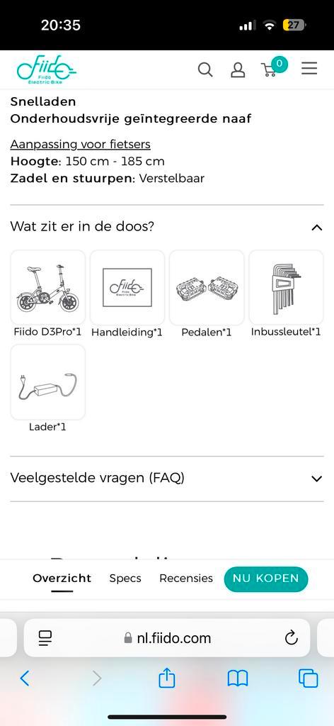 Fiido Opvouwbare Elektrische Fiets, Fietsen en Brommers, Elektrische fietsen, Nieuw, Overige merken, Minder dan 47 cm, 50 km per accu of meer