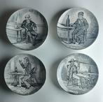 Vier  Zwart-Wit transfer Decor in Delfts -stijl, Antiek en Kunst, Ophalen of Verzenden