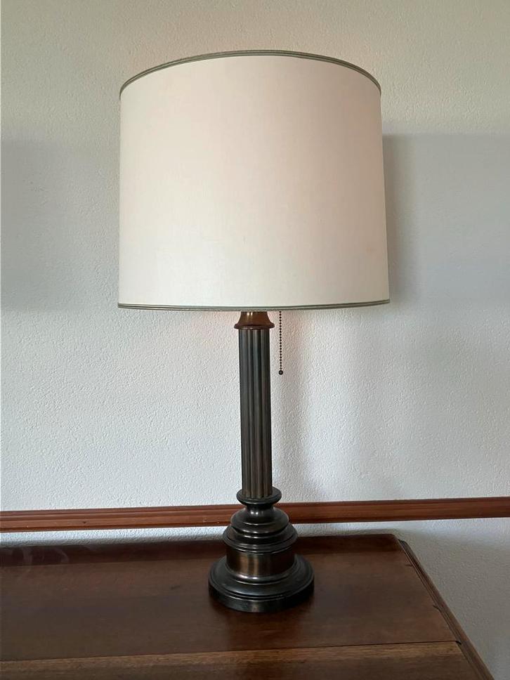 2 Metalen Lampen met Kap - Sfeervol!, Antiek en Kunst, Antiek | Lampen, Ophalen of Verzenden