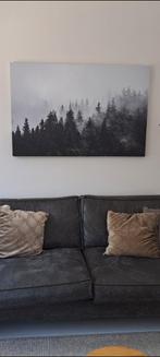 Canvas Schilderij - Bos in de Mist (donkergroene dennebomen), 50 tot 75 cm, Ophalen of Verzenden, Zo goed als nieuw, Schilderij