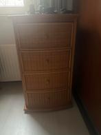 Houten ladekastje met pitriet fronten, Huis en Inrichting, Kasten | Ladekasten, Ophalen, Minder dan 50 cm, Zo goed als nieuw, 3 of 4 laden