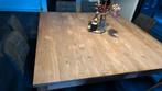 Vierkanten blank houten tafel, Ophalen, Gebruikt, 100 tot 150 cm, Vierkant