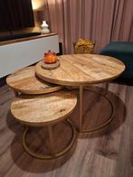 Set van 3 mango houten salontafels, Huis en Inrichting, Tafels | Eettafels, Ophalen, Gebruikt, 50 tot 100 cm, Rond