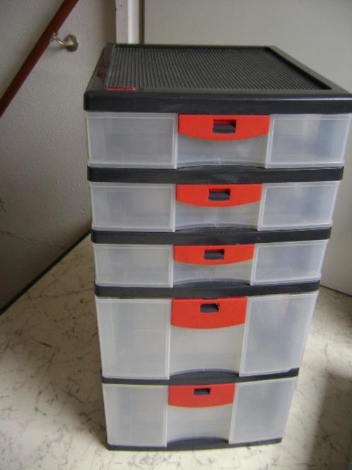 Plastic  5 laden OPBERGDOOS, Doe-het-zelf en Verbouw, Kratten en Dozen, Nieuw, Overige typen, Ophalen