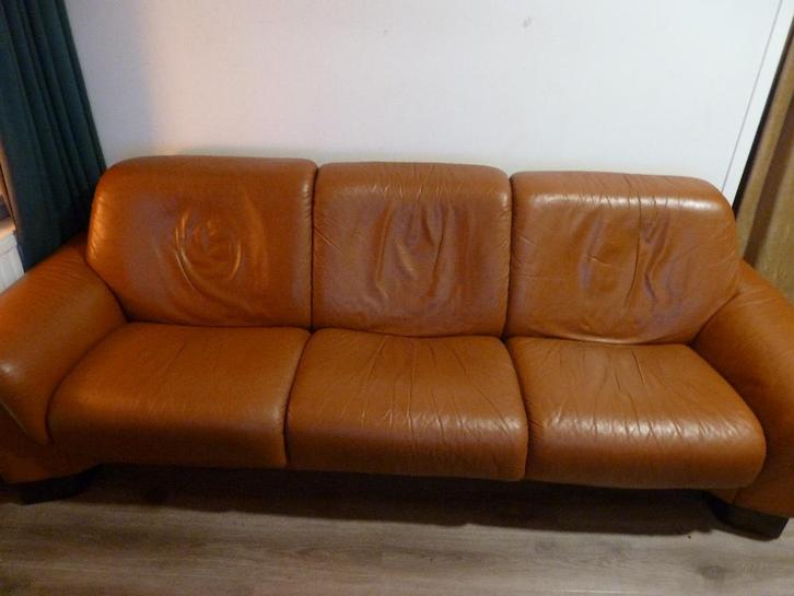 Stressless leren 3-zits bank, Huis en Inrichting, Banken | Bankstellen, Gebruikt, Rechte bank, Driepersoons, 200 tot 250 cm, 75 tot 100 cm