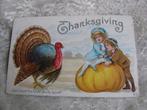 Antieke Thanksgiving Kaart - Kinderen Pompoen Kalkoen, Verzenden, Voor 1920, Ongelopen, Feest(dag)