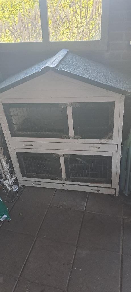 konijnenhok met uitschuifbakken, Dieren en Toebehoren, Knaagdieren en Konijnen | Hokken en Kooien, Gebruikt, Hok, 90 cm of meer