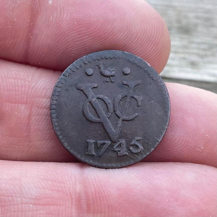 Voc duit Friesland 1745 - bodemvondsten - munt voc - duitje, Postzegels en Munten, Munten | Nederland, Overige waardes, Vóór koninkrijk