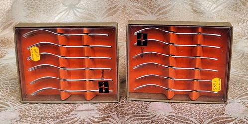 Twee sets van 6 gebaksvorkjes - Gero – Zilmeta - jaren 70, Huis en Inrichting, Keuken | Bestek, Zo goed als nieuw, Los bestek
