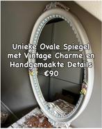 Italiaanse ovale vintage spiegel met bloemen Decoratie, Minder dan 50 cm, Gebruikt, Ophalen of Verzenden, Minder dan 100 cm