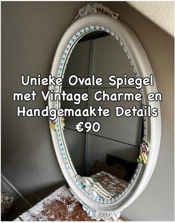 Italiaanse ovale vintage spiegel met bloemen Decoratie beschikbaar voor biedingen