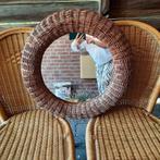 Vintage ronde rotan spiegel Ikea, Ophalen, Gebruikt, Rond, Minder dan 100 cm