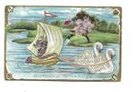 USA -Mooie Relief kaart -Boot met zwanen -1912, Gelopen, Overige thema's, Voor 1920, Verzenden