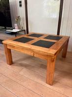 Houten salontafel met natuursteen (leisteen), Ophalen, Gebruikt, 100 tot 150 cm, 50 tot 100 cm
