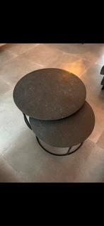 Set van 2 stalen salontafels - nesttafels, Ophalen, Gebruikt, 50 tot 100 cm, Rond