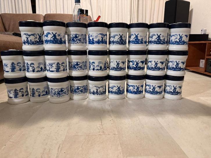 Vintage Willem II Opaline Potten partij, Verzamelen, Rookartikelen, Aanstekers en Luciferdoosjes, Gebruikt, Tabaksdoos of Verpakking