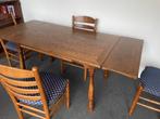 Eiken(look)tafel, vestelbaar 190/130x85 hoogte 77, 4 stoelen, Huis en Inrichting, Complete eetkamers, Ophalen, Gebruikt, 4 tot 6 stoelen