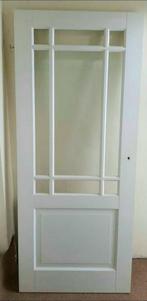 Nette opdek binnendeur facetglas ruiten links wit 201,5 x 83, Ophalen, 80 tot 100 cm, Binnendeur, Zo goed als nieuw